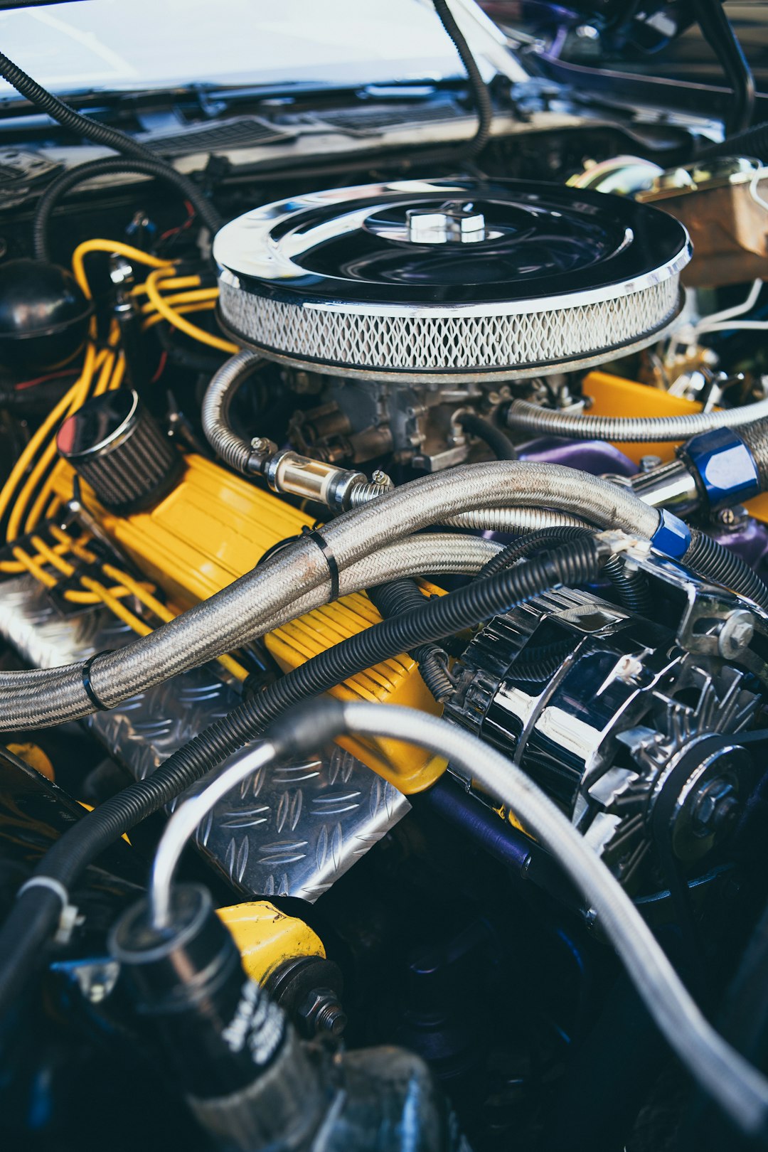 Compartiment moteur d’une voiture